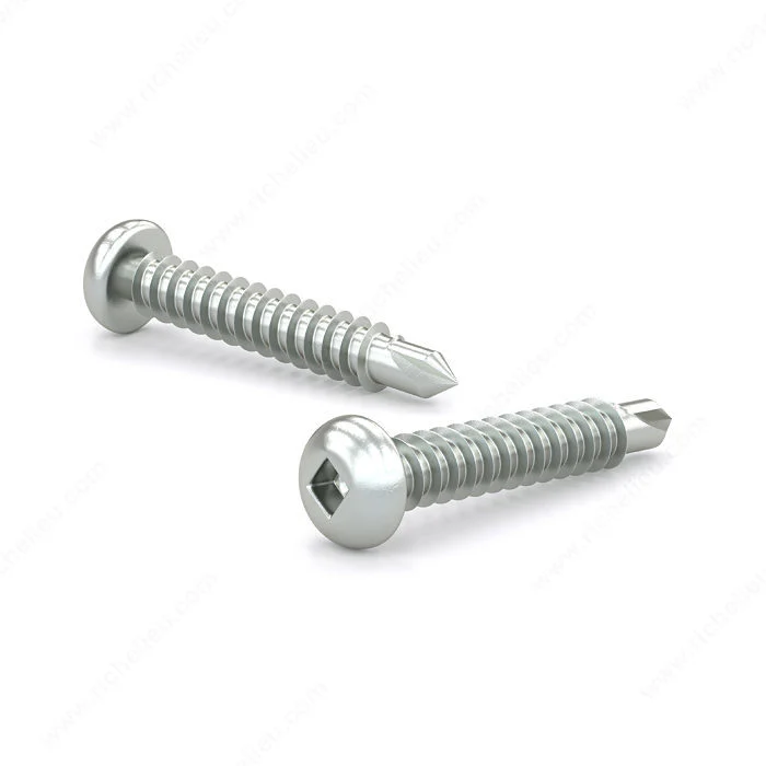 Vis à métal zinguée, tête ronde, empreinte carrée, filet autotaraudeur, pointe auto-perçeuse