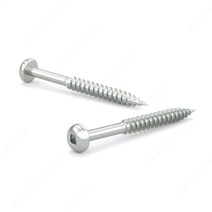 Vis à bois zinguée, tête ronde, empreinte carrée, filet régulier, pointe bois régulier - 100 unités