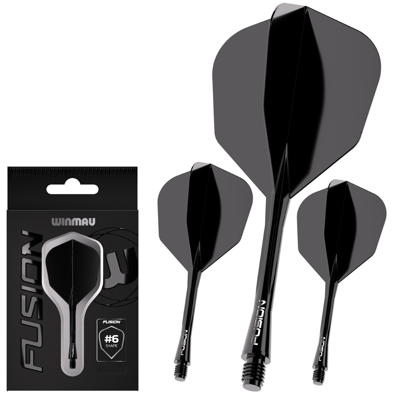 Combi Ailette&Tige Winmau Fusion Solid Black Shape 34mm